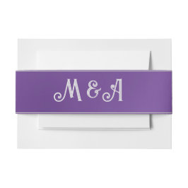 Cintas Para Invitaciones Monograma simple púrpura de ómbre