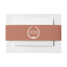 Cintas Para Invitaciones Monograma terracota simple minimalista y terroso