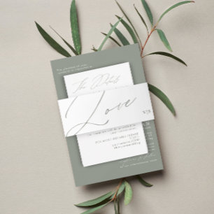 Cintas Para Invitaciones Monograma único de amor al sabio verde