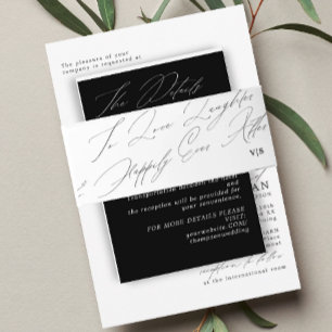 Cintas Para Invitaciones Monograma único de la risa de amor blanco negro