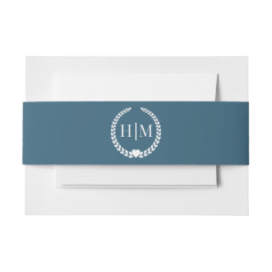 Cintas Para Invitaciones Monograma Verde azulado de tormenta Minimalista si