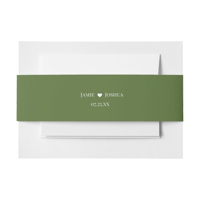 Cintas Para Invitaciones Monograma verde de Moss (Anverso Ejemplo)