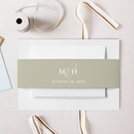 Cintas Para Invitaciones Monograma verde de sabio simple clásico boda