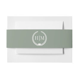 Cintas Para Invitaciones Monograma verde terroso minimalista simple de bosq