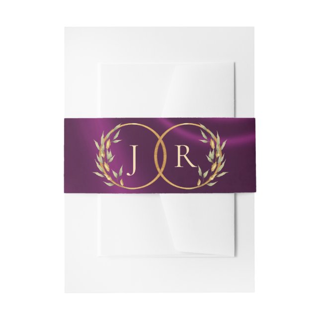Cintas Para Invitaciones Monograma y Cinta - Ciruela (Anverso Ejemplo)