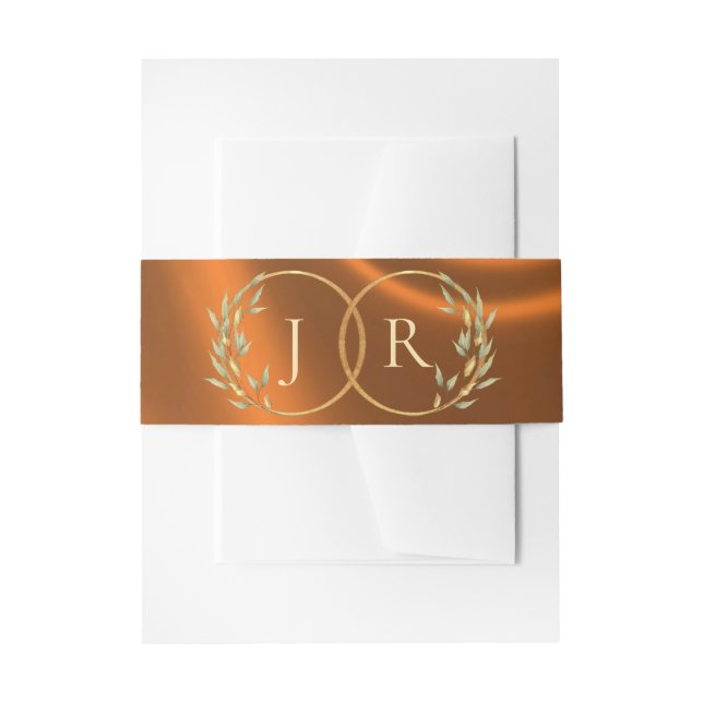 Cintas Para Invitaciones Monograma y Cinta - Cobre (Anverso Ejemplo)