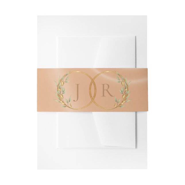 Cintas Para Invitaciones Monograma y Cinta - Melocotón (Anverso Ejemplo)