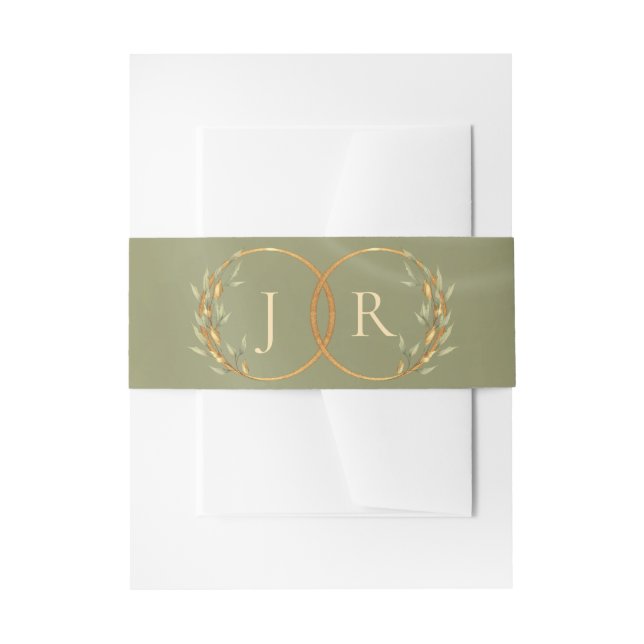 Cintas Para Invitaciones Monograma y Cinta - Salvia (Anverso Ejemplo)