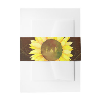 Cintas Para Invitaciones Monogramas del Boda de girasol acuarela