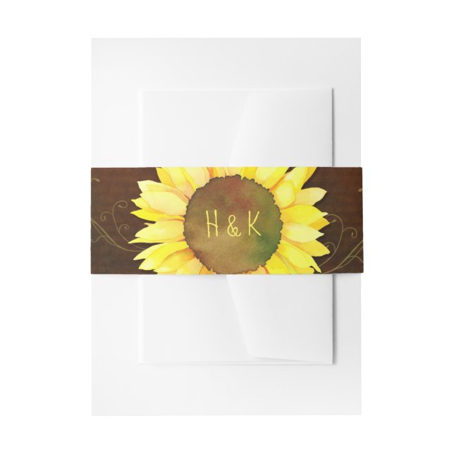 Cintas Para Invitaciones Monogramas del Boda de girasol acuarela (Anverso Ejemplo)