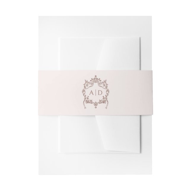Cintas Para Invitaciones Monogramas del Boda Escudo clásico (Anverso Ejemplo)
