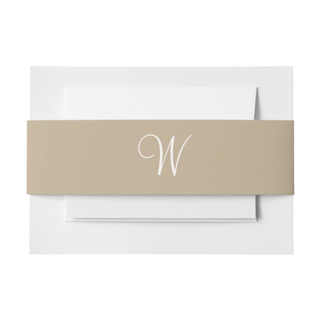 Cintas Para Invitaciones Monogramas Khaki (Anverso Ejemplo)