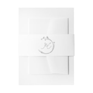 Cintas Para Invitaciones Monogramas Minimalistas Lovebirds Gris Acuarela