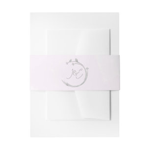 Cintas Para Invitaciones Monogramas pájaros grises de acuarela en corona de