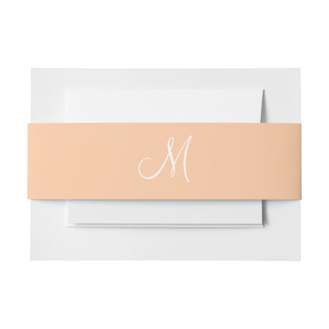 Cintas Para Invitaciones Monogramas Peach Profundo (Anverso Ejemplo)
