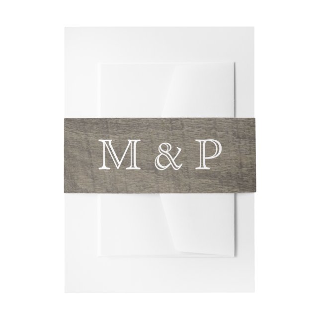 Cintas Para Invitaciones Monogrammed Wood-Look (Anverso Ejemplo)