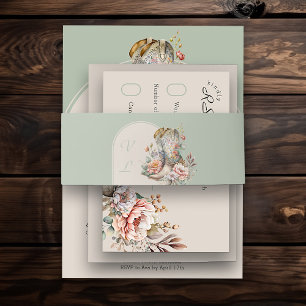 Cintas Para Invitaciones Monogramo Arch Sage Green Floral Cowgirl Boots