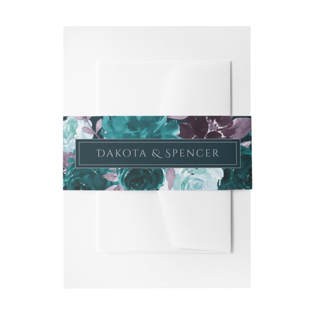 Cintas Para Invitaciones Moody Boho | Garganta púrpura profunda turquesa Ve (Anverso Ejemplo)