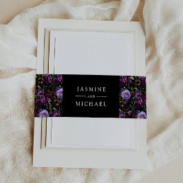Cintas Para Invitaciones Moody Gothic Purple Floral Boda