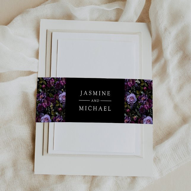 Cintas Para Invitaciones Moody Gothic Purple Floral Boda (Subido por el creador)