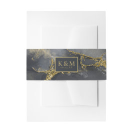 Cintas Para Invitaciones Moody Ink Charcoal Gold Abstract ID988