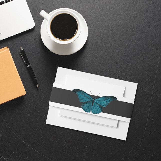 Cintas Para Invitaciones Moody oscuro Moody Verde azulado mínimo Boda negro (Subido por el creador)