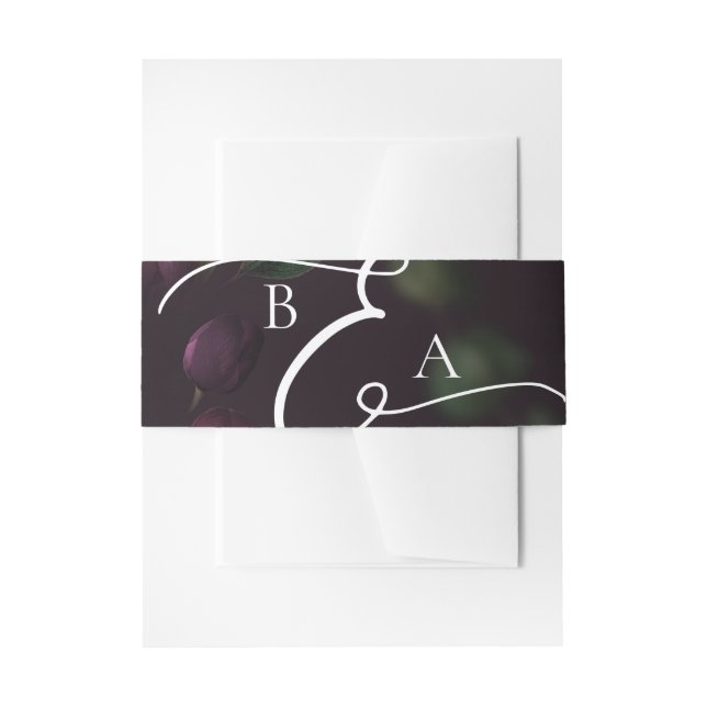 Cintas Para Invitaciones Moody Purple Bloom Grunge Boda (Anverso Ejemplo)