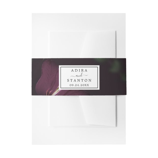 Cintas Para Invitaciones Moody Purple Blooms Pattern Boda (Anverso Ejemplo)