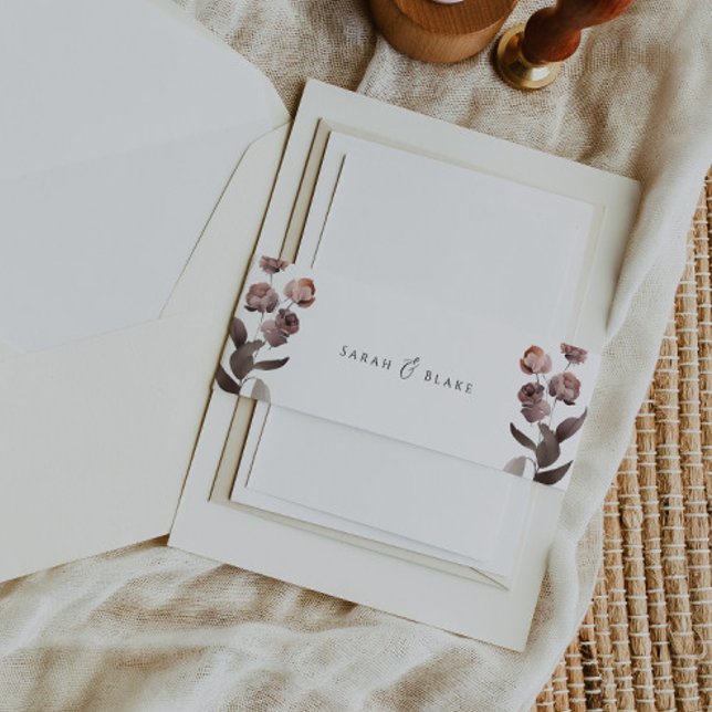 Cintas Para Invitaciones Moody Purple Floral Wedding Invitar banda Belly (Subido por el creador)