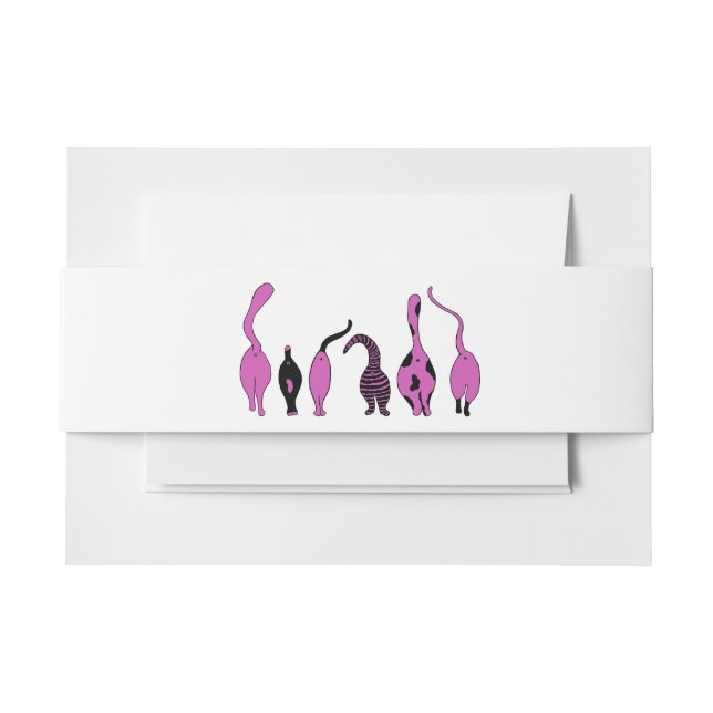 Cintas Para Invitaciones Morado de gatos (Anverso Ejemplo)