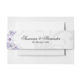 Cintas Para Invitaciones Morado Floral Berries y Damasco Gris