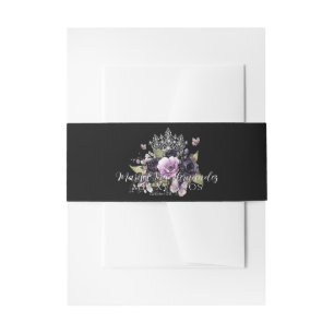 Cintas Para Invitaciones Morado gótico y Moody Florals Quinceañera
