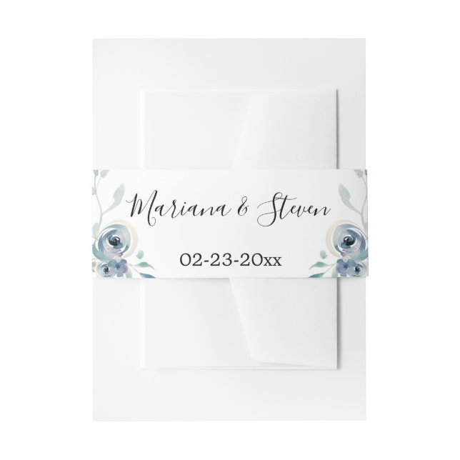 Cintas Para Invitaciones Morado Verde Floral Elegante Boda (Anverso Ejemplo)