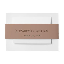 Cintas Para Invitaciones Mousse elegante mocha simple con Boda monograma
