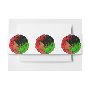 Cintas Para Invitaciones Mujer niña negra panafricana orgullo afro verde ro