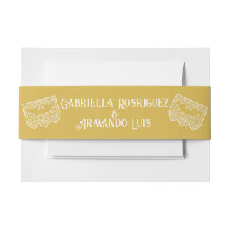Cintas Para Invitaciones Mustard Yellow Modern Wedding Belly Band