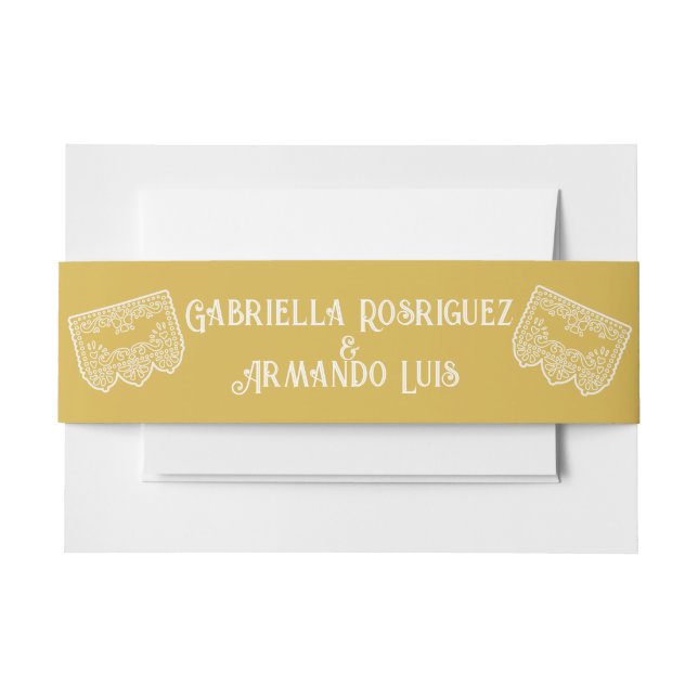 Cintas Para Invitaciones Mustard Yellow Modern Wedding Belly Band (Anverso Ejemplo)