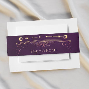 Cintas Para Invitaciones Mystical Rainbow Deep Plum Sun Moon Stars