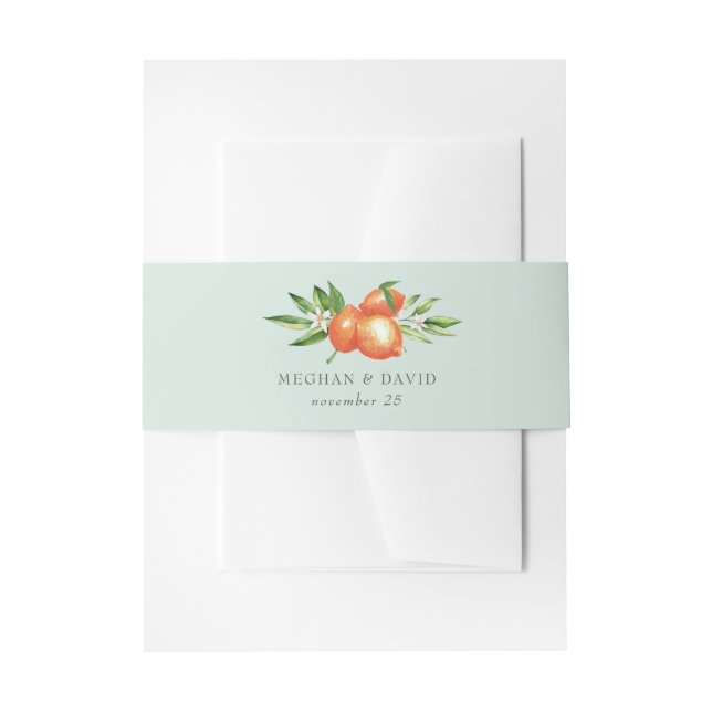 Cintas Para Invitaciones Naranja Blossoms Citrus Boda Botánico (Anverso Ejemplo)