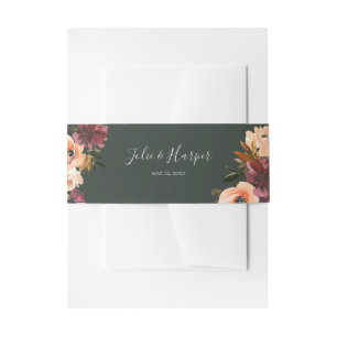 Cintas Para Invitaciones Naranja Borgoña Floral Boda verde