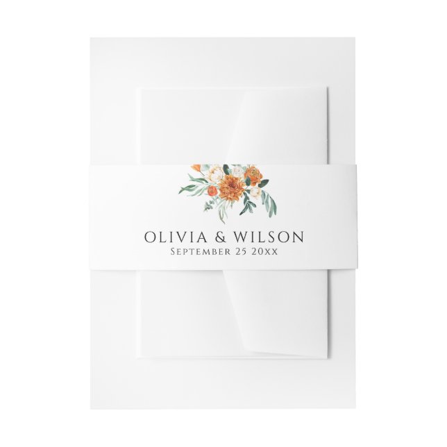 Cintas Para Invitaciones Naranja Bright Boho Fall Boda Floral (Anverso Ejemplo)