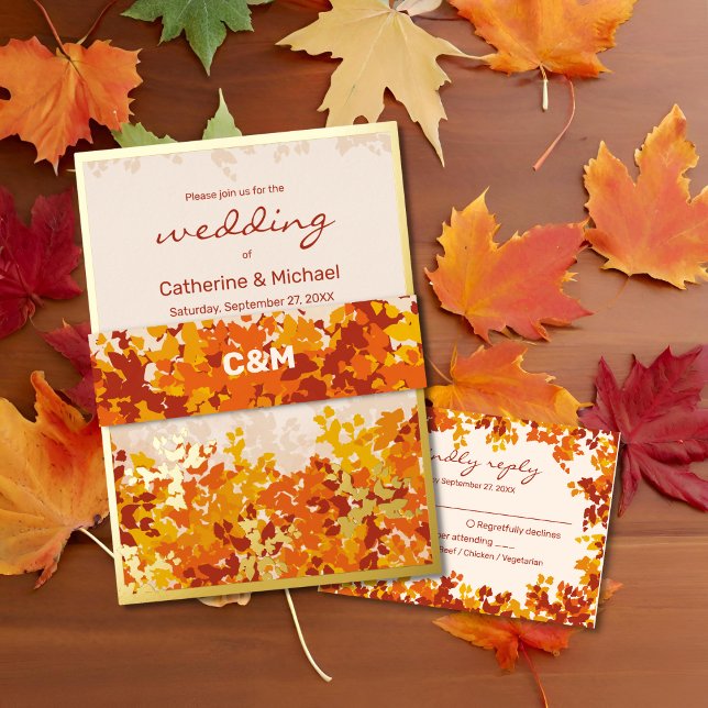 Cintas Para Invitaciones Naranja de hojas de arce y Boda de otoño de Terrac (Subido por el creador)