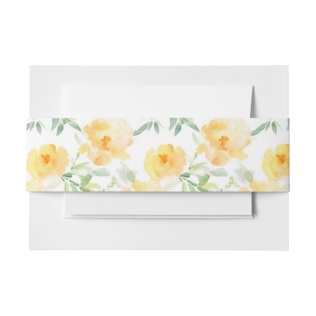 Cintas Para Invitaciones Naranja de melocotón amarillo elegante acuarela fl (Anverso Ejemplo)