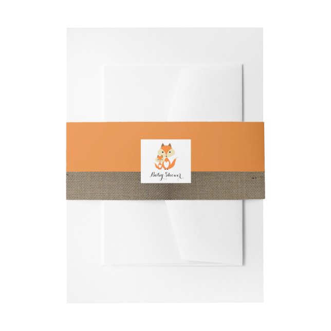 Cintas Para Invitaciones Naranja Fox Burlap Baby Shower (Anverso Ejemplo)