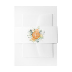 Cintas Para Invitaciones Naranja Iniciales Florales Boda Romántico