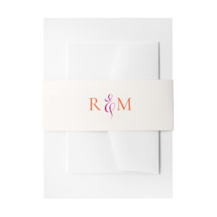 Cintas Para Invitaciones Naranja magenta brillante Boda de monograma simple