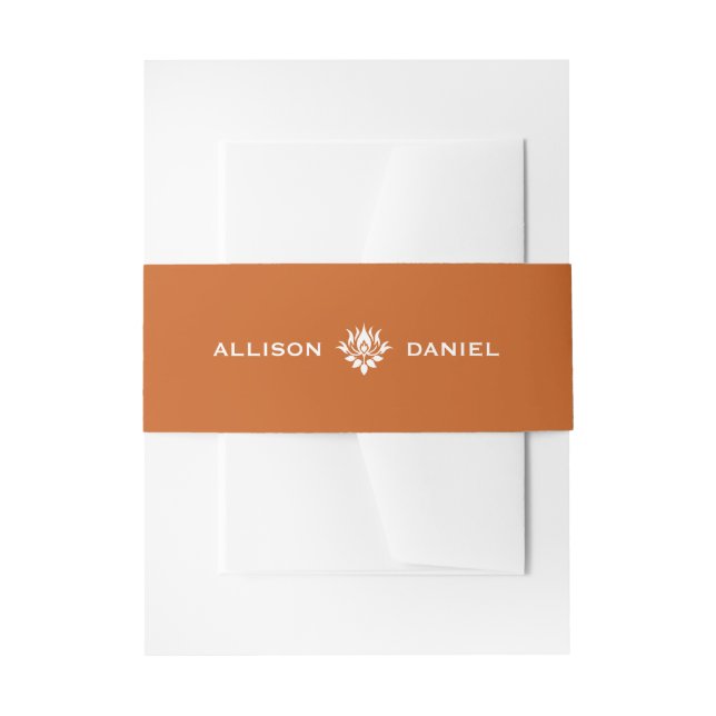 Cintas Para Invitaciones Naranja Oscuro Boho |  (Anverso Ejemplo)