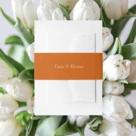 Cintas Para Invitaciones Naranja quemado Boda de nombres sencillo con estil