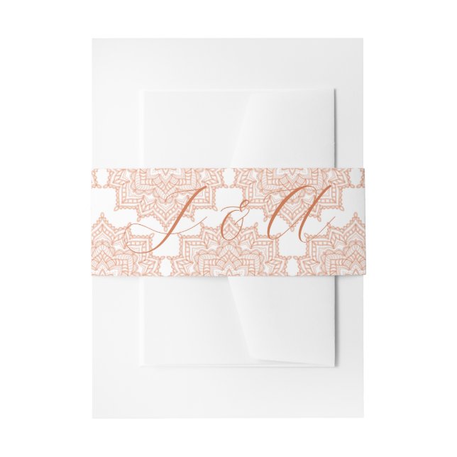 Cintas Para Invitaciones Naranja quemado Sunrise Mandala Summer Fall Weddin (Anverso Ejemplo)