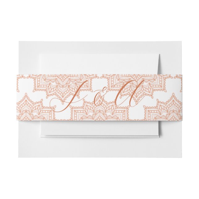 Cintas Para Invitaciones Naranja quemado Sunrise Mandala Summer Fall Weddin (Anverso Ejemplo)